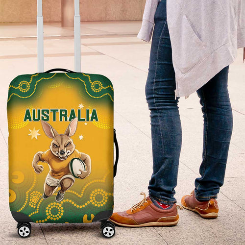 Australia Rugby 2024 Luggage Cover Go Wallabies Aboriginal Pattern