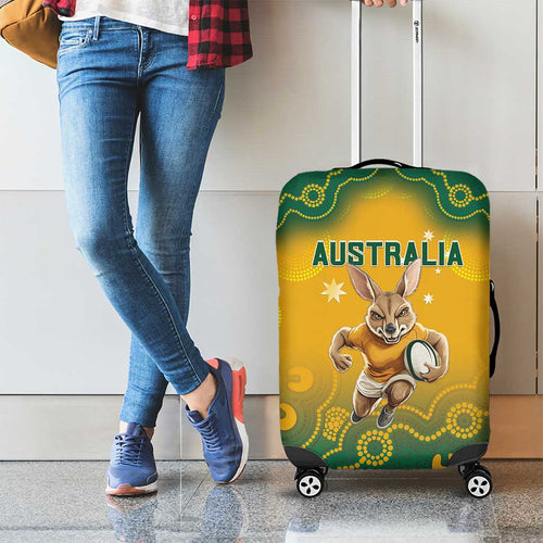 Australia Rugby 2024 Luggage Cover Go Wallabies Aboriginal Pattern