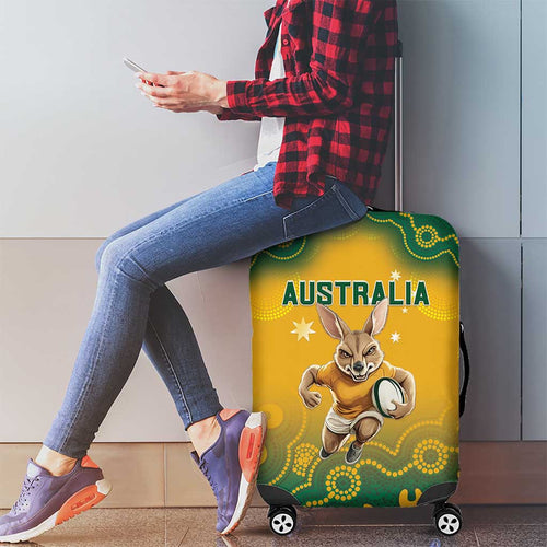 Australia Rugby 2024 Luggage Cover Go Wallabies Aboriginal Pattern