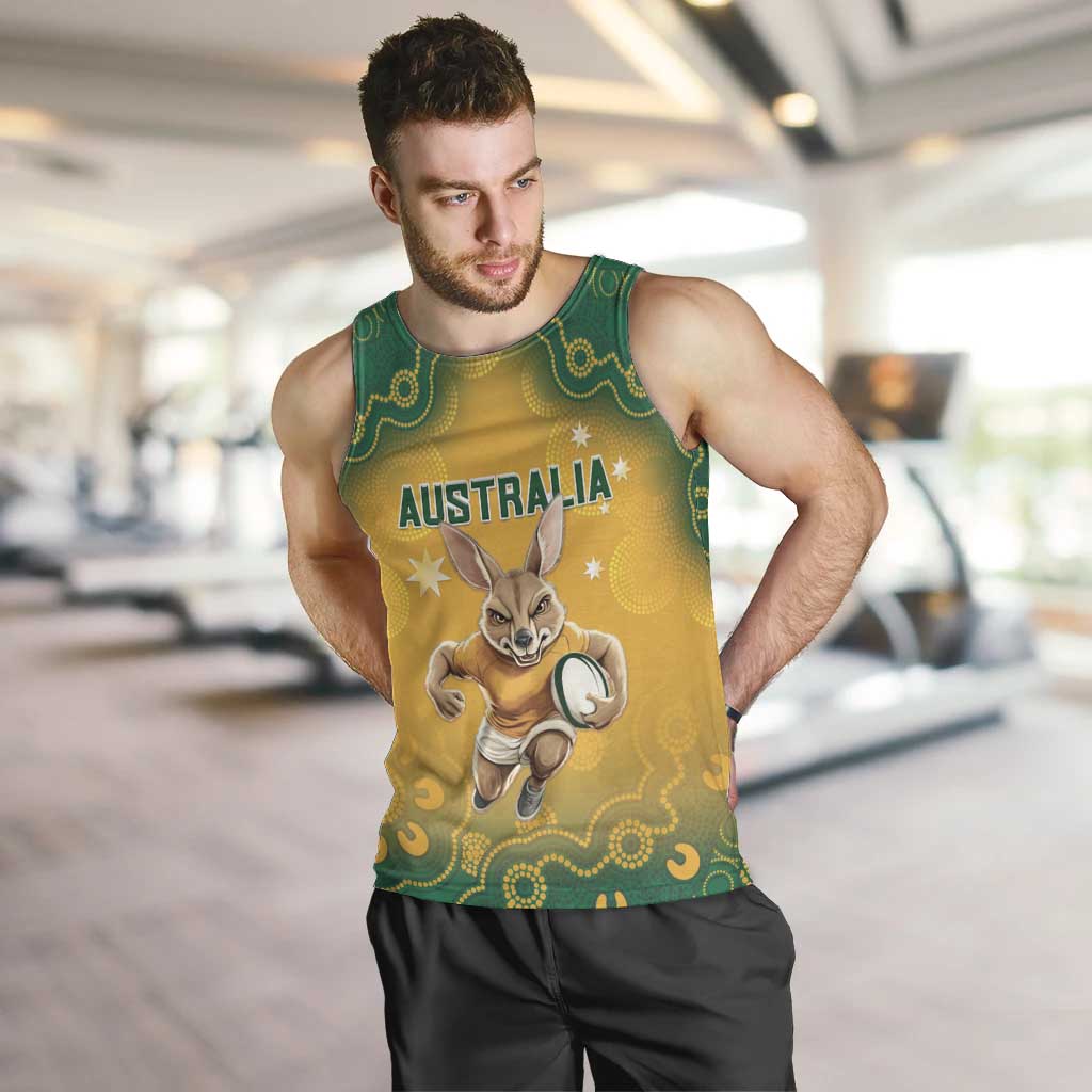 Custom Australia Rugby 2024 Men Tank Top Go Wallabies Aboriginal Pattern