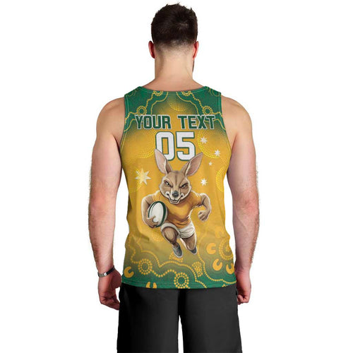 Custom Australia Rugby 2024 Men Tank Top Go Wallabies Aboriginal Pattern