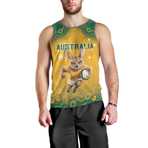 Custom Australia Rugby 2024 Men Tank Top Go Wallabies Aboriginal Pattern