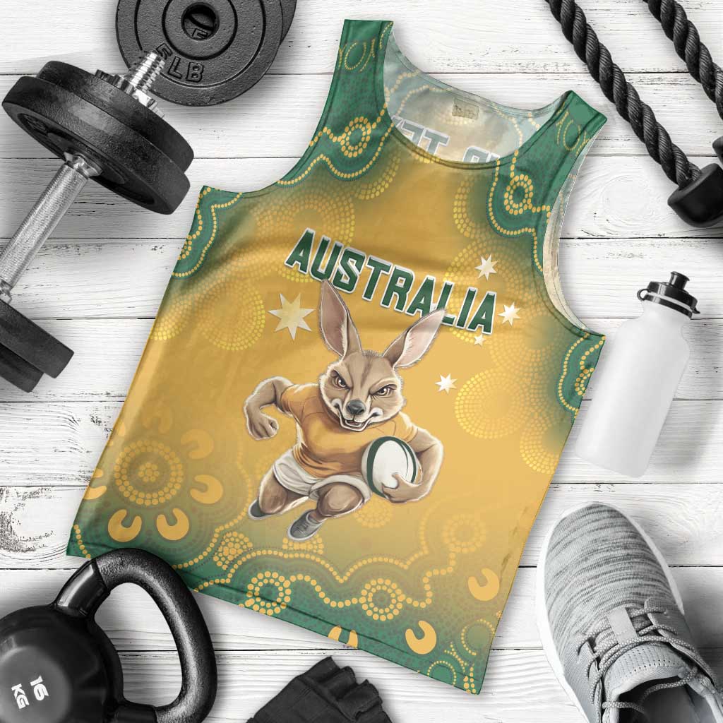 Custom Australia Rugby 2024 Men Tank Top Go Wallabies Aboriginal Pattern