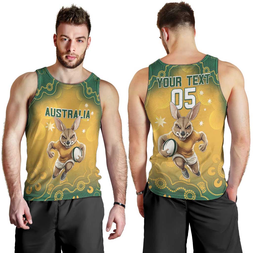 Custom Australia Rugby 2024 Men Tank Top Go Wallabies Aboriginal Pattern