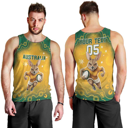 Custom Australia Rugby 2024 Men Tank Top Go Wallabies Aboriginal Pattern