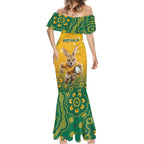Custom Australia Rugby 2024 Mermaid Dress Go Wallabies Aboriginal Pattern