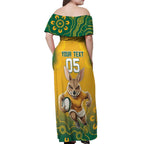 Custom Australia Rugby 2024 Off Shoulder Maxi Dress Go Wallabies Aboriginal Pattern