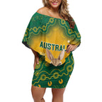 Custom Australia Rugby 2024 Off Shoulder Short Dress Go Wallabies Aboriginal Pattern