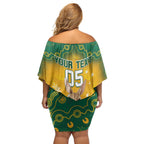Custom Australia Rugby 2024 Off Shoulder Short Dress Go Wallabies Aboriginal Pattern