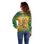 Custom Australia Rugby 2024 Off Shoulder Sweater Go Wallabies Aboriginal Pattern
