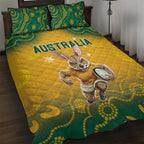 Australia Rugby 2024 Quilt Bed Set Go Wallabies Aboriginal Pattern