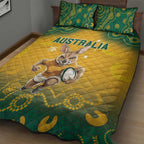 Australia Rugby 2024 Quilt Bed Set Go Wallabies Aboriginal Pattern