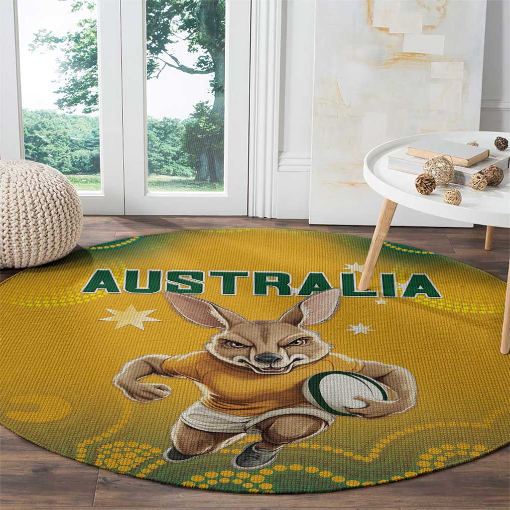 Australia Rugby 2024 Round Carpet Go Wallabies Aboriginal Pattern