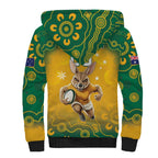 Custom Australia Rugby 2024 Sherpa Hoodie Go Wallabies Aboriginal Pattern