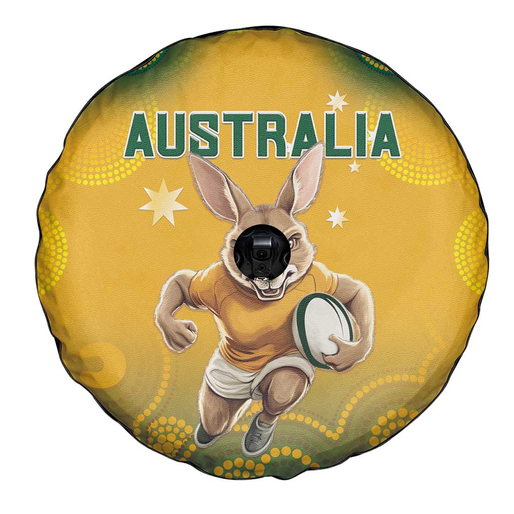 Australia Rugby 2024 Spare Tire Cover Go Wallabies Aboriginal Pattern