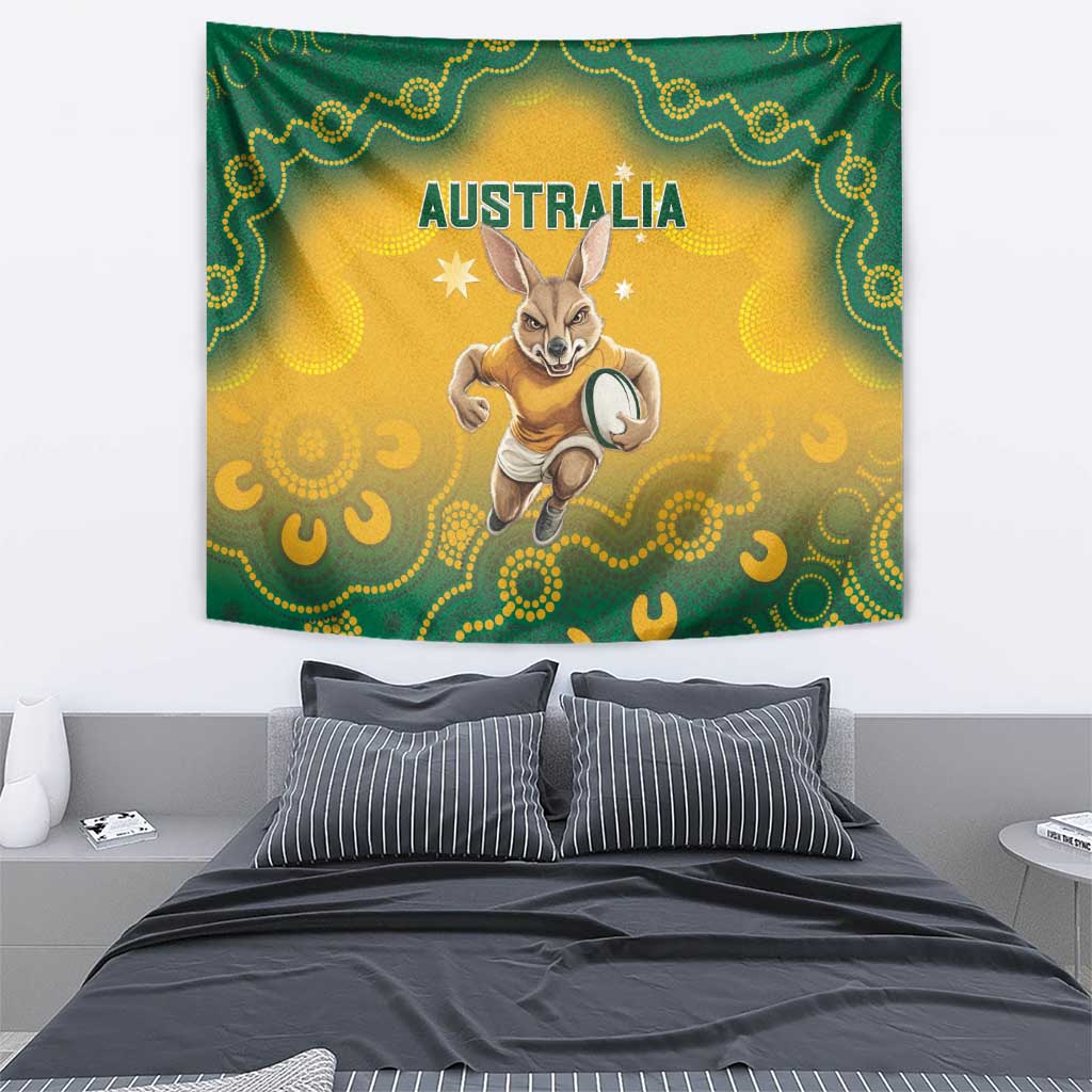 Australia Rugby 2024 Tapestry Go Wallabies Aboriginal Pattern
