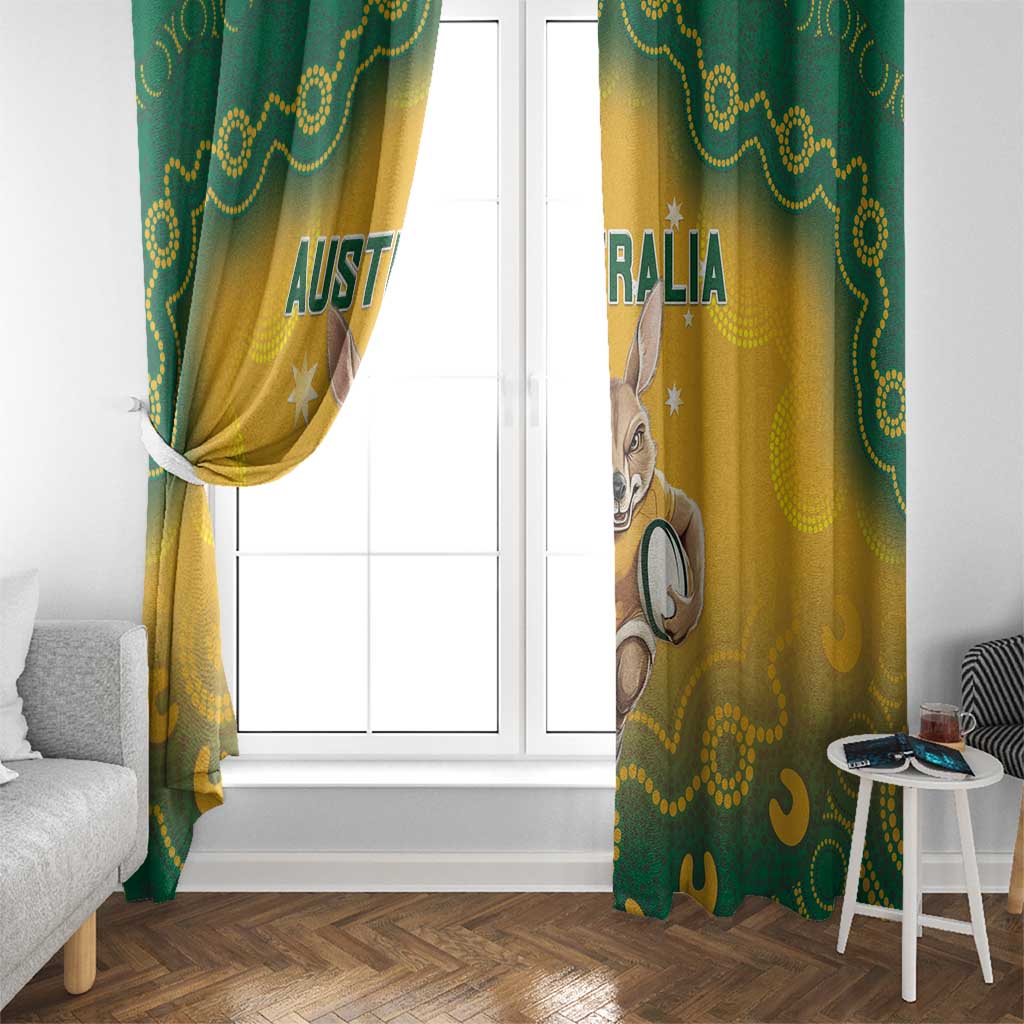 Australia Rugby 2024 Window Curtain Go Wallabies Aboriginal Pattern