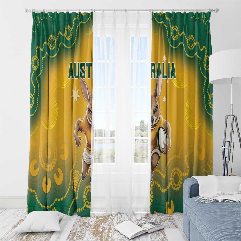 Australia Rugby 2024 Window Curtain Go Wallabies Aboriginal Pattern
