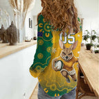Custom Australia Rugby 2024 Women Casual Shirt Go Wallabies Aboriginal Pattern