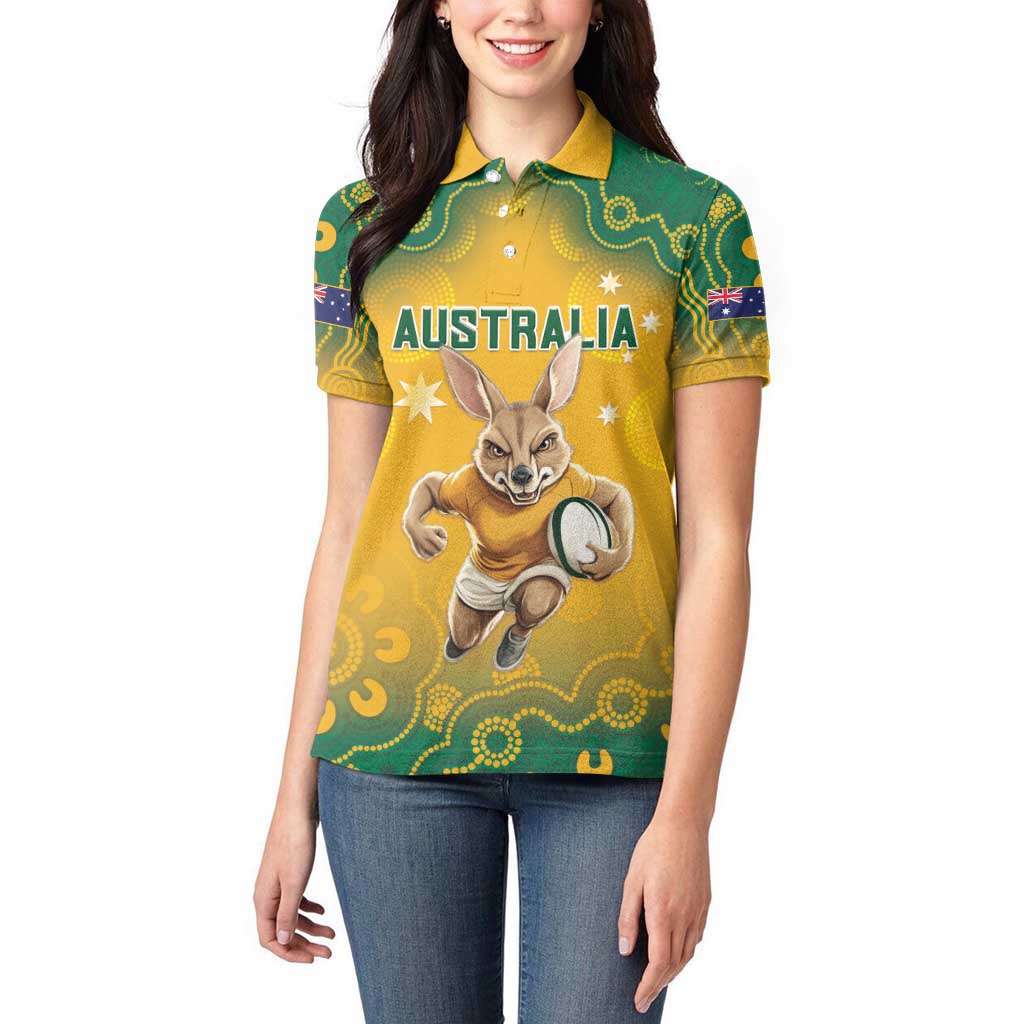 Custom Australia Rugby 2024 Women Polo Shirt Go Wallabies Aboriginal Pattern