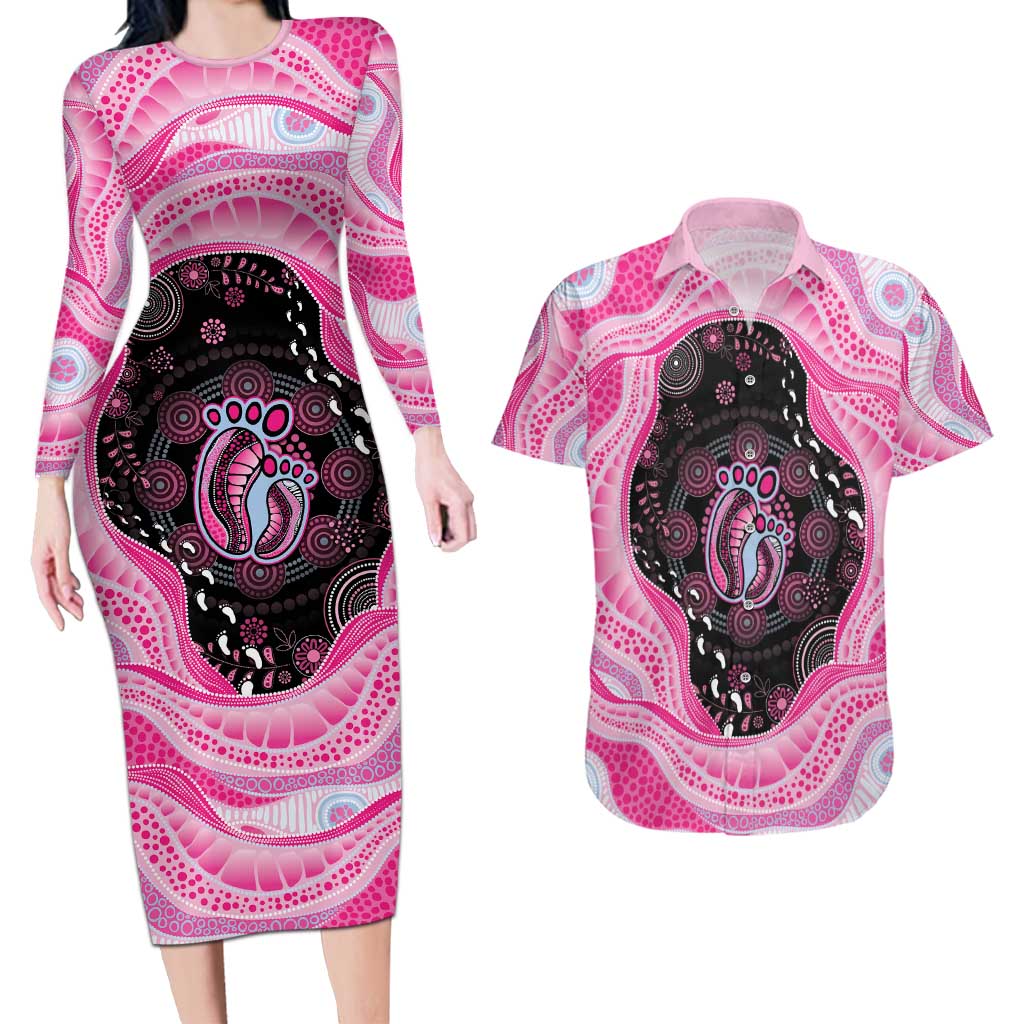 Australia Mother's Day Couples Matching Long Sleeve Bodycon Dress and Hawaiian Shirt Best Mum Ever Pink Version