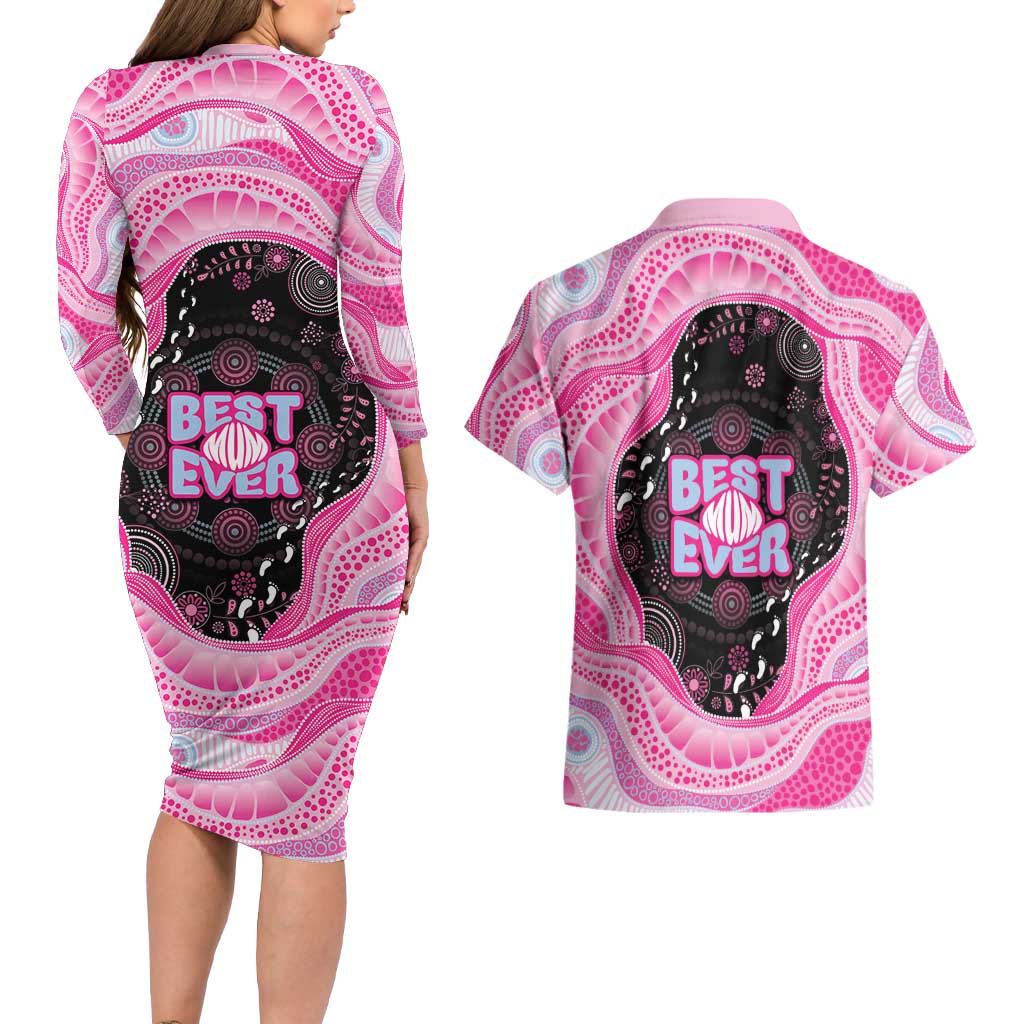 Australia Mother's Day Couples Matching Long Sleeve Bodycon Dress and Hawaiian Shirt Best Mum Ever Pink Version