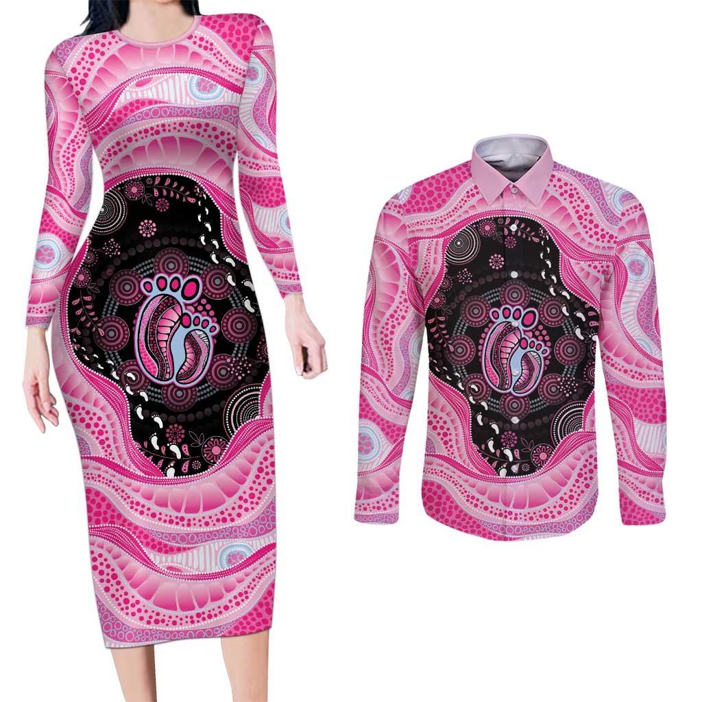 Australia Mother's Day Couples Matching Long Sleeve Bodycon Dress and Long Sleeve Button Shirt Best Mum Ever Pink Version