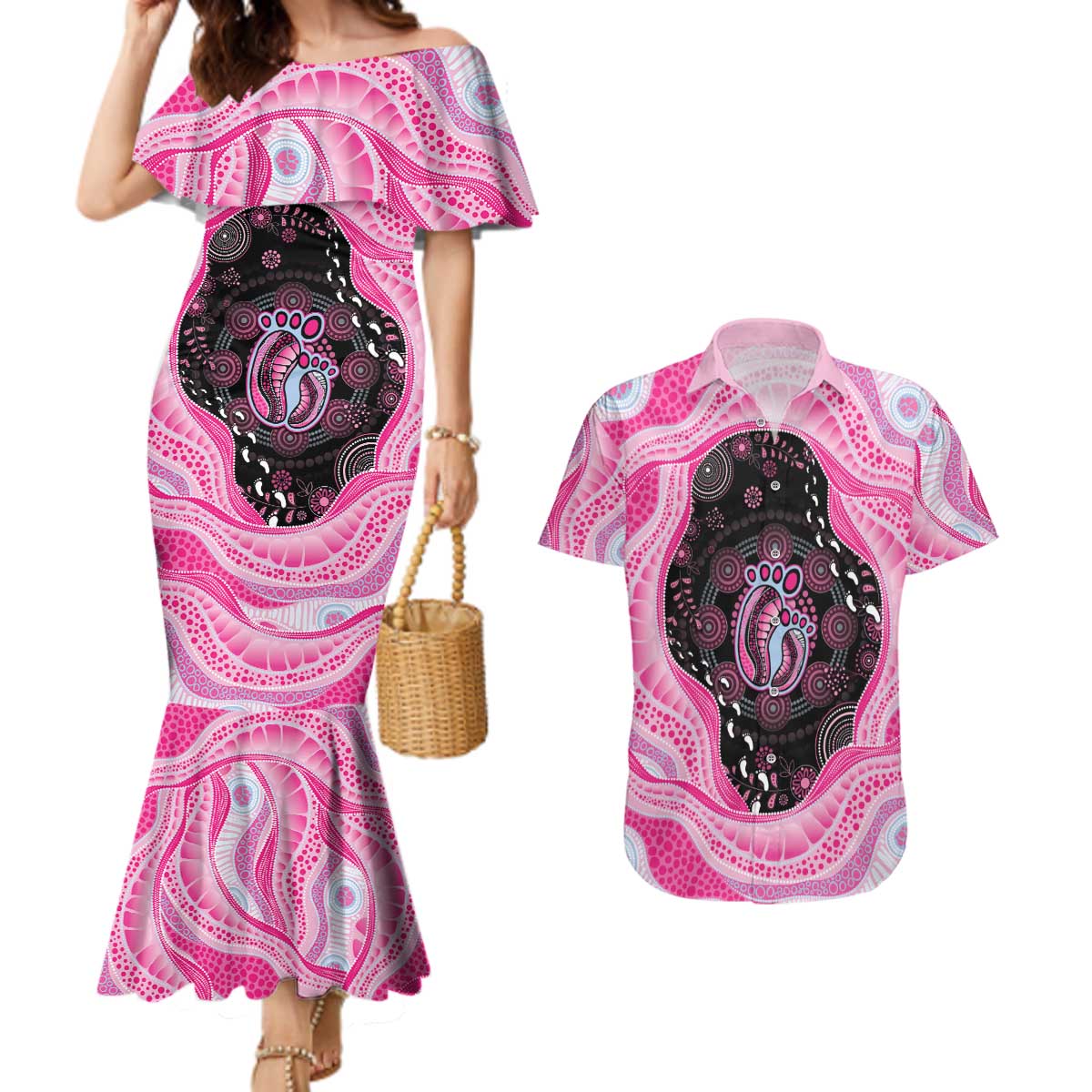 Australia Mother's Day Couples Matching Mermaid Dress and Hawaiian Shirt Best Mum Ever Pink Version