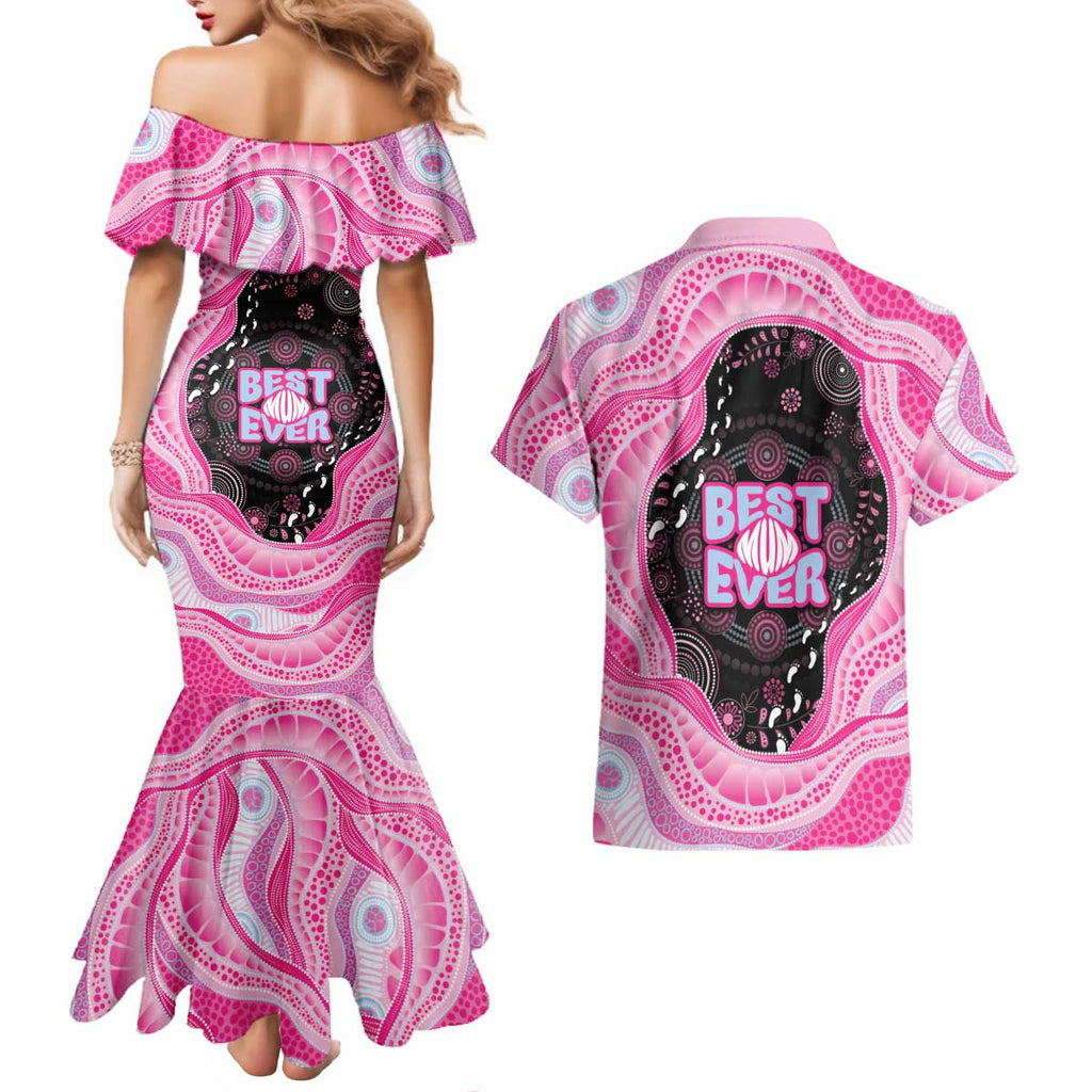 Australia Mother's Day Couples Matching Mermaid Dress and Hawaiian Shirt Best Mum Ever Pink Version
