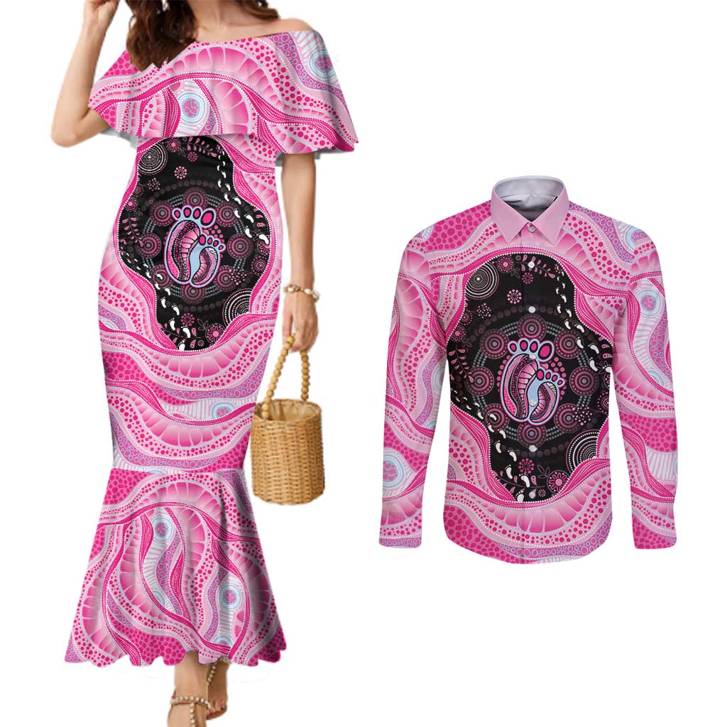 Australia Mother's Day Couples Matching Mermaid Dress and Long Sleeve Button Shirt Best Mum Ever Pink Version