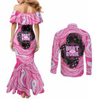 Australia Mother's Day Couples Matching Mermaid Dress and Long Sleeve Button Shirt Best Mum Ever Pink Version