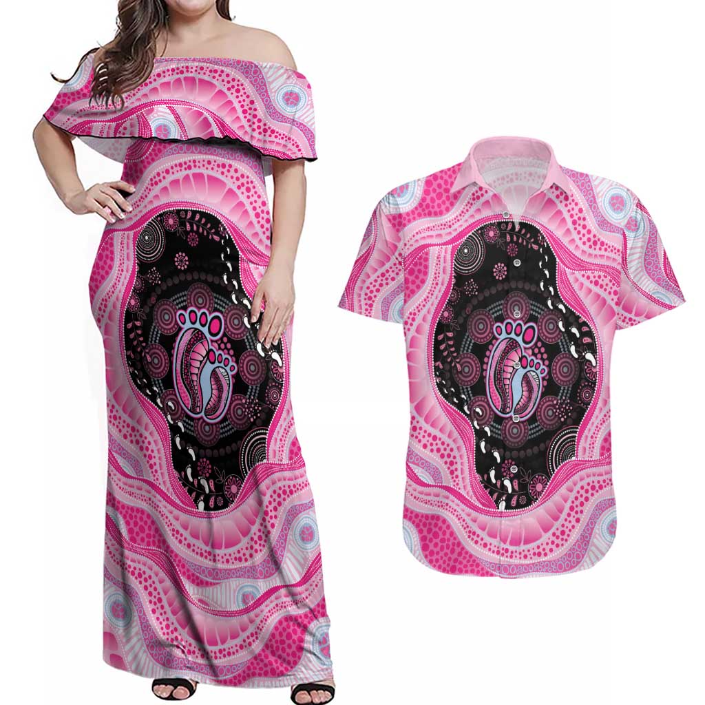 Australia Mother's Day Couples Matching Off Shoulder Maxi Dress and Hawaiian Shirt Best Mum Ever Pink Version