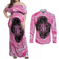 Australia Mother's Day Couples Matching Off Shoulder Maxi Dress and Long Sleeve Button Shirt Best Mum Ever Pink Version
