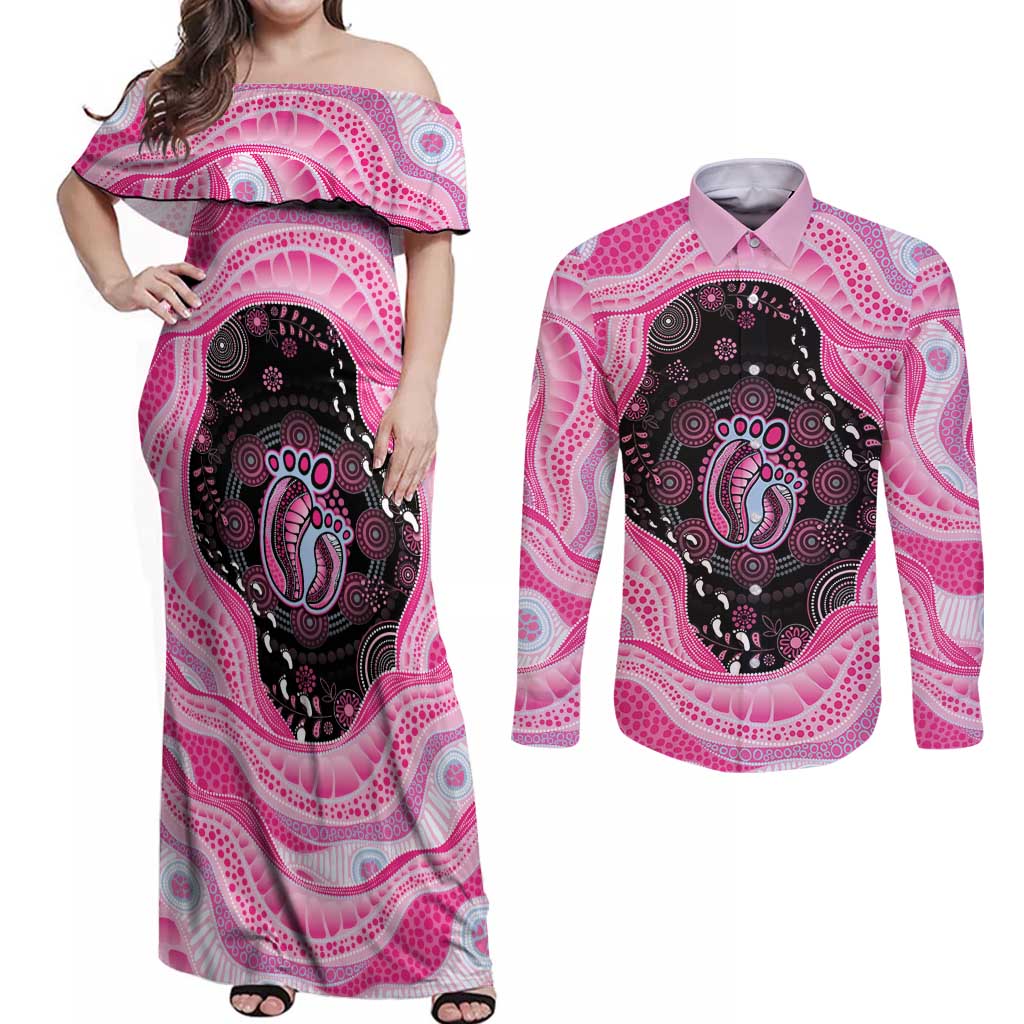 Australia Mother's Day Couples Matching Off Shoulder Maxi Dress and Long Sleeve Button Shirt Best Mum Ever Pink Version