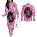 Australia Mother's Day Couples Matching Off The Shoulder Long Sleeve Dress and Long Sleeve Button Shirt Best Mum Ever Pink Version
