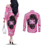 Australia Mother's Day Couples Matching Off The Shoulder Long Sleeve Dress and Long Sleeve Button Shirt Best Mum Ever Pink Version