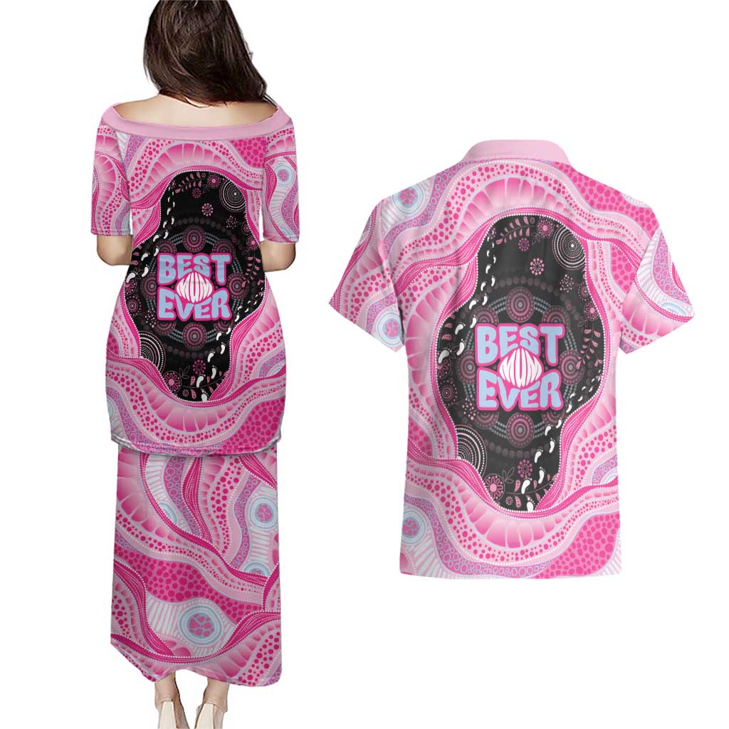 Australia Mother's Day Couples Matching Puletasi and Hawaiian Shirt Best Mum Ever Pink Version