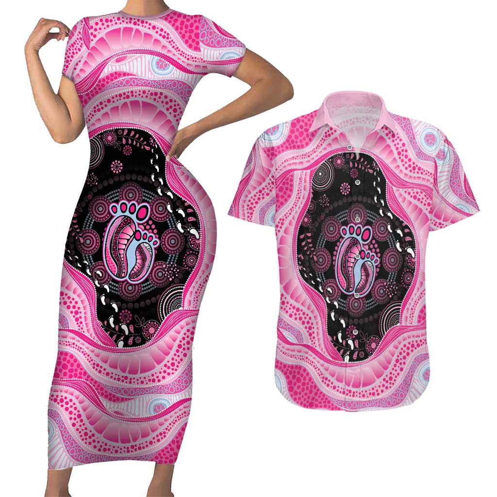 Australia Mother's Day Couples Matching Short Sleeve Bodycon Dress and Hawaiian Shirt Best Mum Ever Pink Version