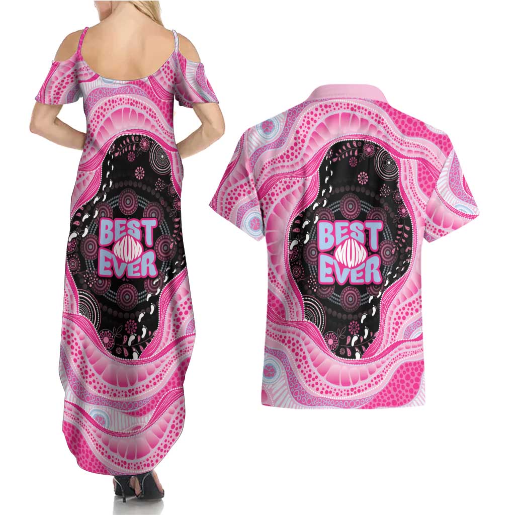Australia Mother's Day Couples Matching Summer Maxi Dress and Hawaiian Shirt Best Mum Ever Pink Version