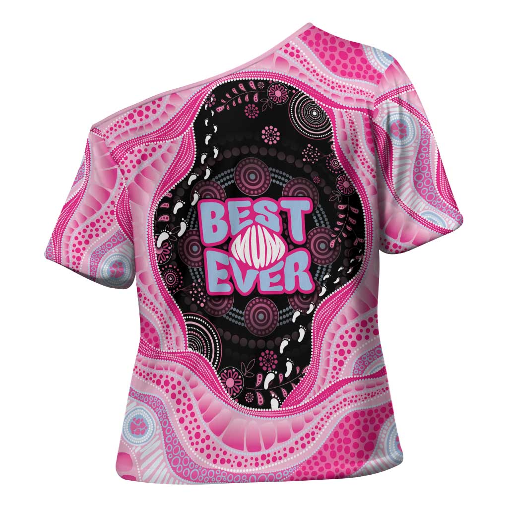 Australia Mother's Day Cross Shoulder Shirt Best Mum Ever Pink Version