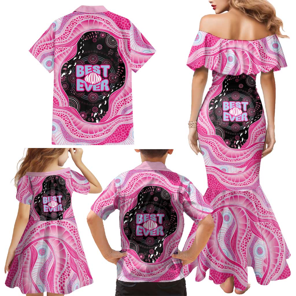 Australia Mother's Day Family Matching Mermaid Dress and Hawaiian Shirt Best Mum Ever Pink Version