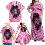 Australia Mother's Day Family Matching Off Shoulder Maxi Dress and Hawaiian Shirt Best Mum Ever Pink Version