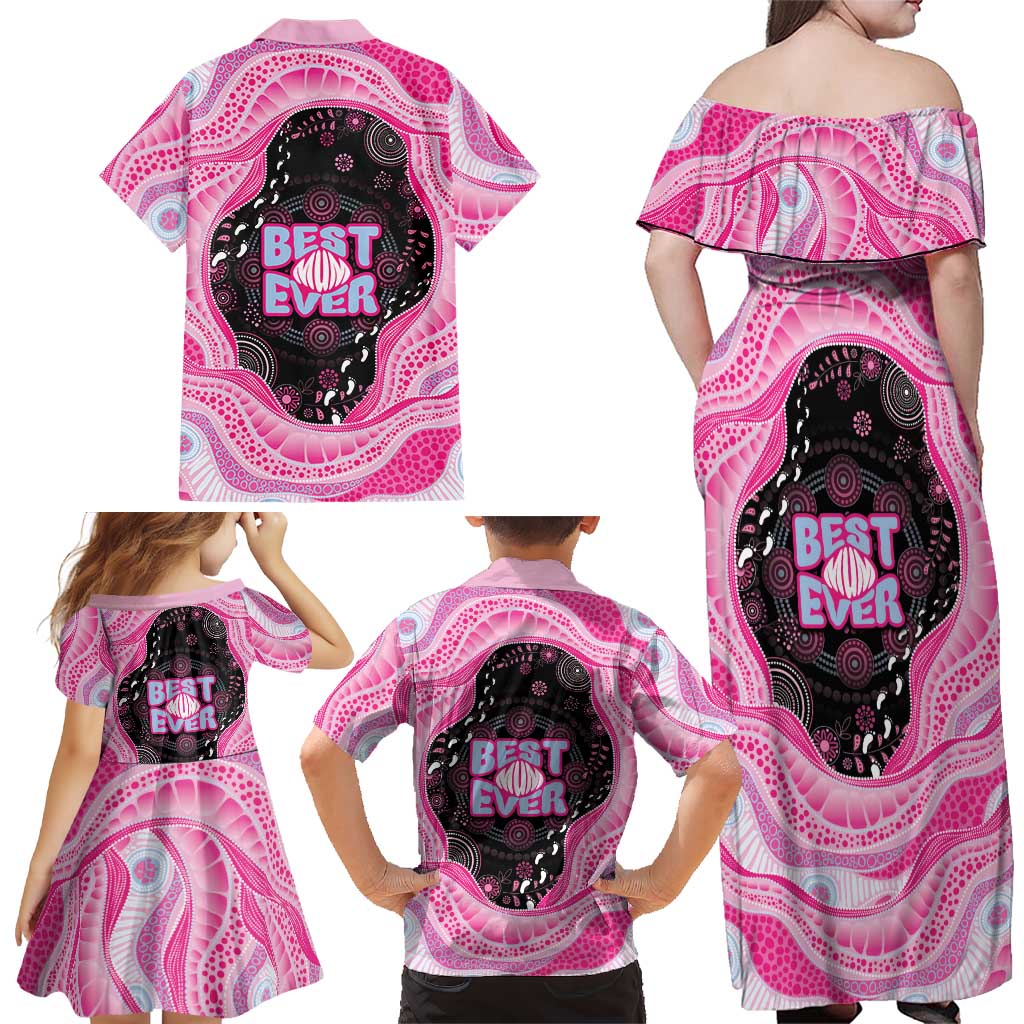 Australia Mother's Day Family Matching Off Shoulder Maxi Dress and Hawaiian Shirt Best Mum Ever Pink Version