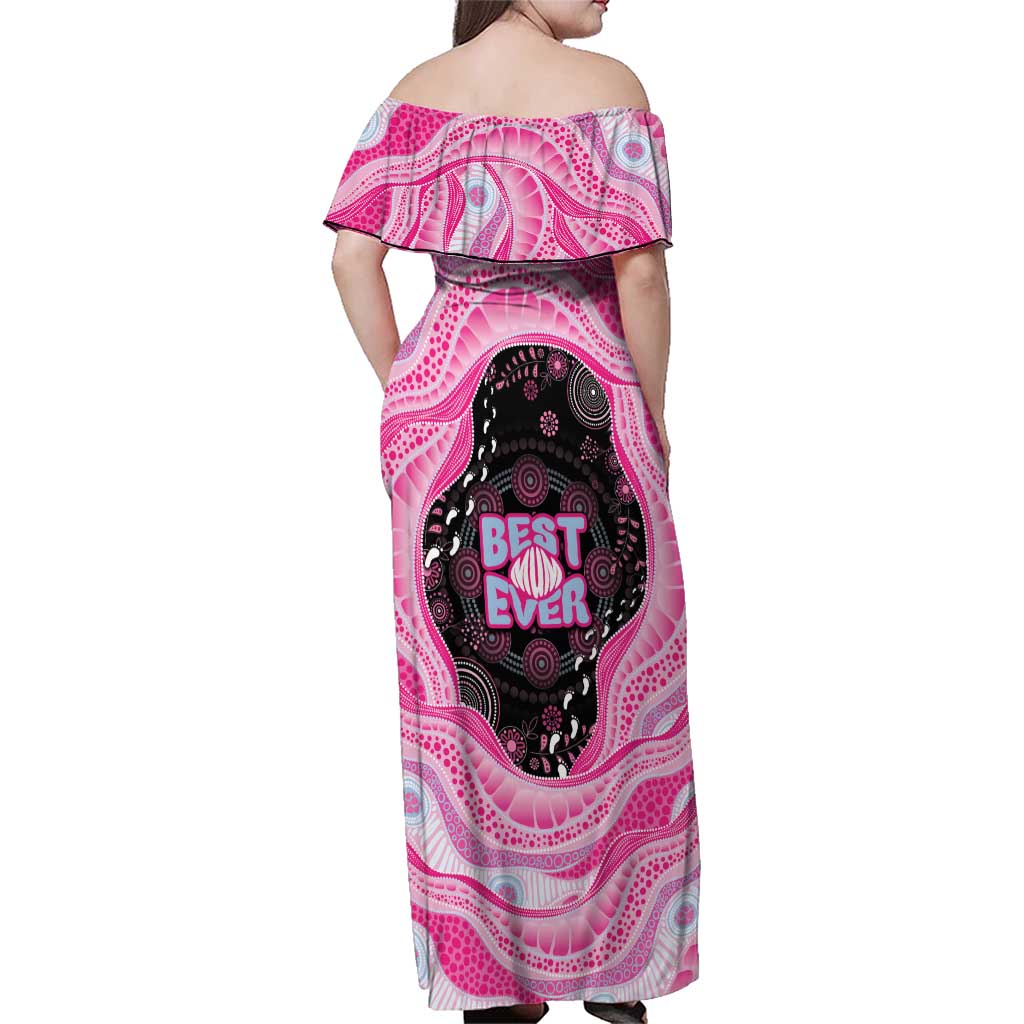 Australia Mother's Day Family Matching Off Shoulder Maxi Dress and Hawaiian Shirt Best Mum Ever Pink Version