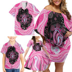 Australia Mother's Day Family Matching Off Shoulder Short Dress and Hawaiian Shirt Best Mum Ever Pink Version