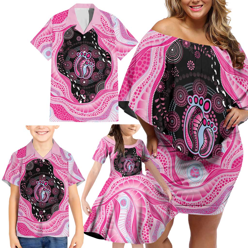 Australia Mother's Day Family Matching Off Shoulder Short Dress and Hawaiian Shirt Best Mum Ever Pink Version