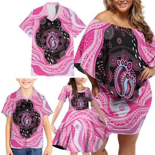 Australia Mother's Day Family Matching Off Shoulder Short Dress and Hawaiian Shirt Best Mum Ever Pink Version