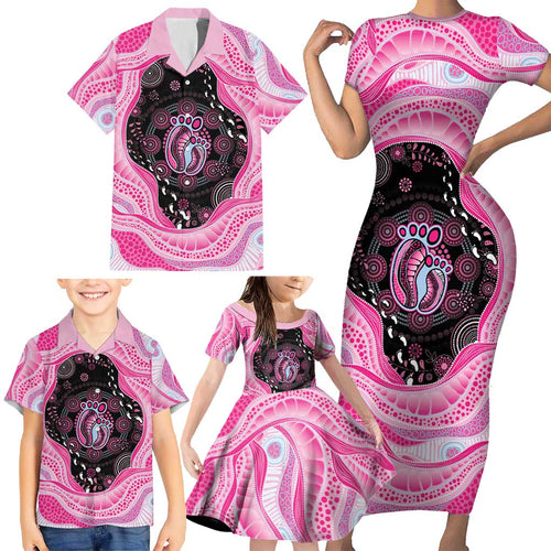 Australia Mother's Day Family Matching Short Sleeve Bodycon Dress and Hawaiian Shirt Best Mum Ever Pink Version