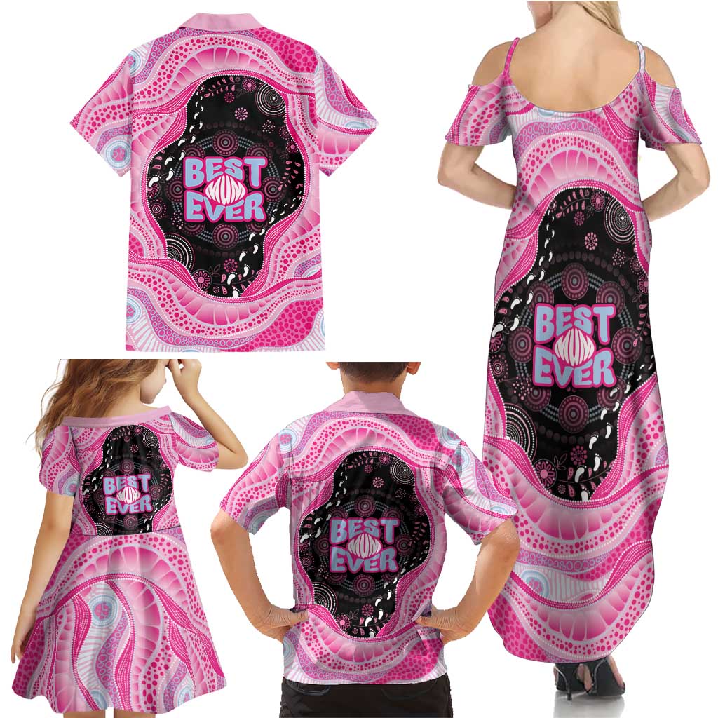 Australia Mother's Day Family Matching Summer Maxi Dress and Hawaiian Shirt Best Mum Ever Pink Version