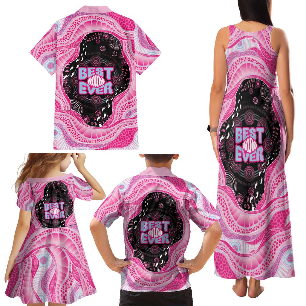 Australia Mother's Day Family Matching Tank Maxi Dress and Hawaiian Shirt Best Mum Ever Pink Version